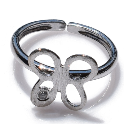 Χειροποίητο δαχτυλίδι Eight-Ring-RG-00722 πεταλούδα από ροδιωμένο ασήμι 925ο με ημιπολύτιμες πέτρες (ζιργκόν)