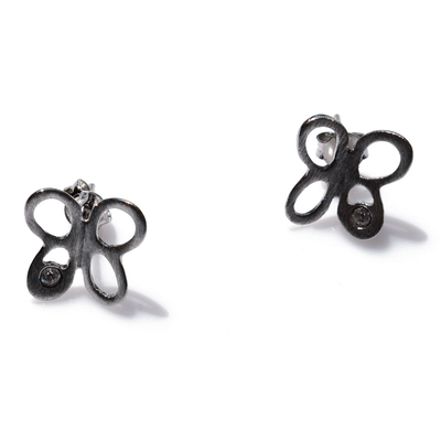 Χειροποίητα σκουλαρίκια Eight-Earrings-ER-00403 πεταλούδες από ροδιωμένο ασήμι 925ο με ημιπολύτιμες πέτρες (ζιργκόν)