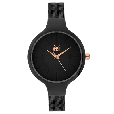 Visetti γυναικείο ρολόι RI-350BB με μαύρη ατσάλινη κάσα και μπρασελέ