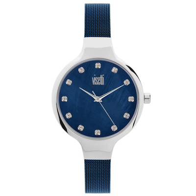Visetti γυναικείο ρολόι RI-351SC με ασημί και μπλε ατσάλινη κάσα και μπρασελέ