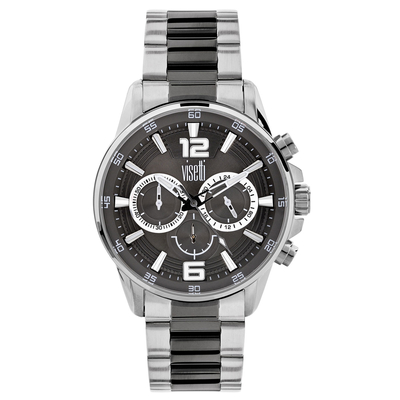 Visetti mens watch WN-689SGU with silver and dark grey stainless steel frame and band