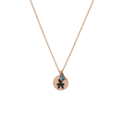 Loisir Sterling Silver Necklace 01L05-01394 child with rose gold plating and semi precious stones (zirconia and eye)
