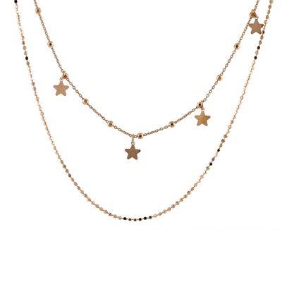 Loisir Necklace 01L15-00644 stars with rose gold brass