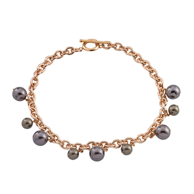Loisir Necklace 01L15-00656 with rose gold brass and precious stones (pearls)