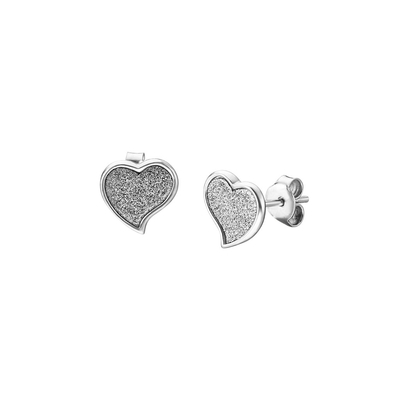 Loisir Stainless Steel Earrings 03L03-00175 heart with semi precious stones (quartz crystals)