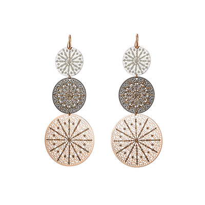 Loisir Earrings 03L15-00348 with Rose Gold Brass and semi precious stones (quartz crystals)