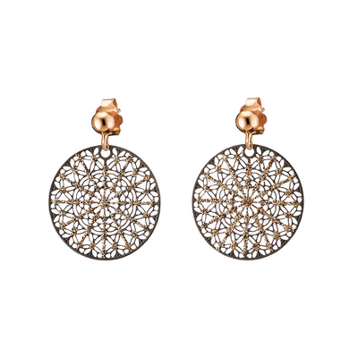 Loisir Earrings 03L15-00349 with Rose Gold Brass and semi precious stones (quartz crystals)