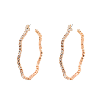 Loisir Earrings 03L15-00380 Hoops with Rose Gold Brass and semi precious stones (quartz crystals)