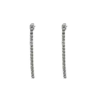 Loisir Earrings 03L15-00381 long with Silver Brass and semi precious stones (quartz crystals)