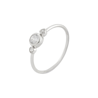 Loisir Sterling Silver Ring 04L01-04378 with platinum plating and semi precious stones (zirconia)