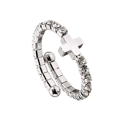 Loisir Ring 04L15-00012 Cross with Silver Brass and semi precious stones (quartz crystals)