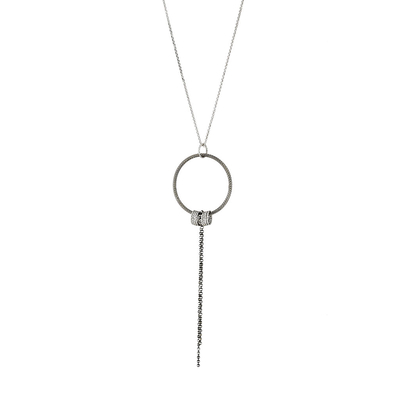 Oxette Sterling Silver Necklace 01X01-04615 hoops with platinum plating