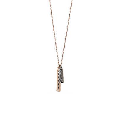Oxette Sterling Silver Necklace 01X05-02310 with rose gold plating and semi precious stones (quartz crystals)