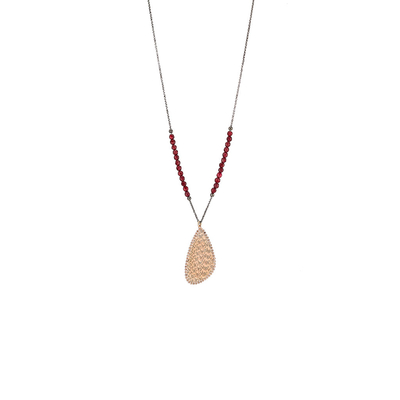 Oxette Sterling Silver Necklace 01X05-02314 with rose gold plating and semi precious stones (quartz crystals)
