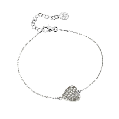 Oxette Sterling Silver Bracelet 02X01-02990 Heart with Platinum Plating and semi precious stones (quartz crystals)