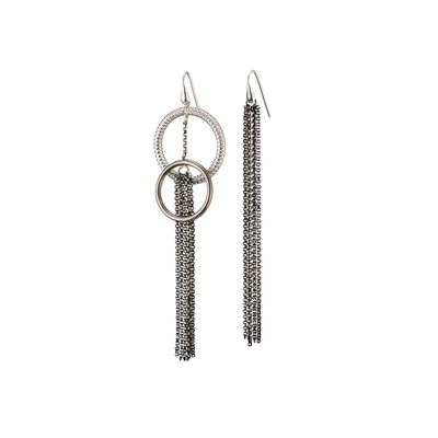 Oxette Sterling Silver Earrings 03X01-02666 Hoops with Platinum Plating
