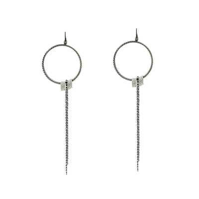 Oxette Sterling Silver Earrings 03X01-02669 Hoops with Platinum Plating