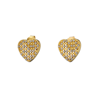 Oxette Sterling Silver Earrings 03X05-01989 Heart with Gold Plating and semi precious stones (quartz crystals)