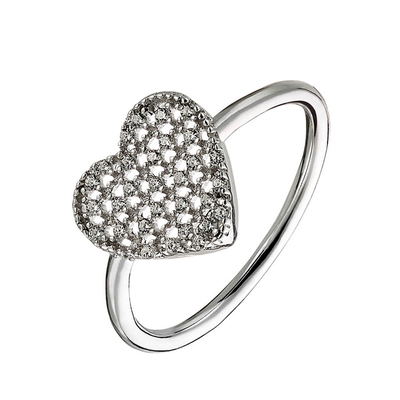 Oxette Sterling Silver Ring 04X01-03546 Heart with Platinum Plating and semi precious stones (zirconia)