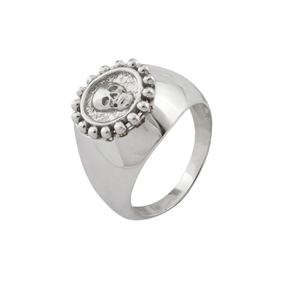 Oxette Sterling Silver Ring 04X01-03569 Skull with Platinum Plating