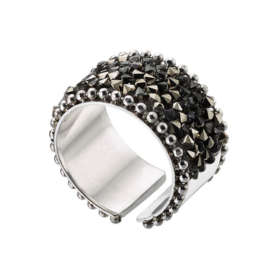 Oxette Sterling Silver Ring 04X01-03571 with Platinum Plating and semi precious stones (quartz crystals)