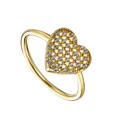 Oxette δαχτυλίδι 04X05-01365 καρδιά από επιχρυσωμένο ασήμι 925ο με ημιπολύτιμες πέτρες (ζιργκόν)