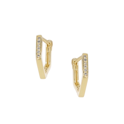 Prince Silvero Sterling Silver Earrings 9A-SC124-3 (hoops) with gold plating and precious stones (zirconia).