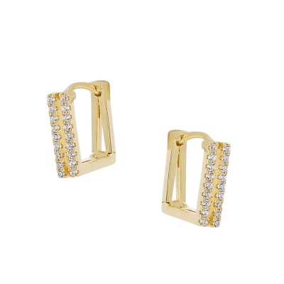 Prince Silvero Sterling Silver Earrings 9A-SC125-3 (hoops) with gold plating and precious stones (zirconia).