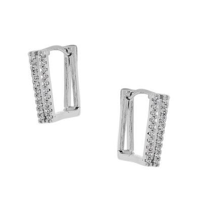 Prince Silvero Sterling Silver Earrings 9A-SC126-1 (hoops) with platinum plating and precious stones (zirconia).