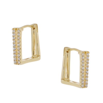 Prince Silvero Sterling Silver Earrings 9A-SC126-3 (hoops) with gold plating and precious stones (zirconia).