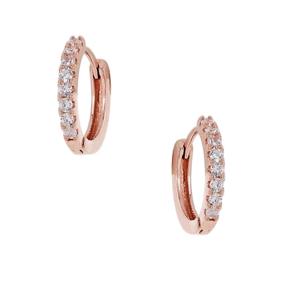 Prince Silvero Sterling Silver Earrings 9A-SC128-2 (hoops) with rose gold plating and precious stones (zirconia).