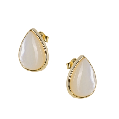 Prince Silvero Sterling Silver Earrings 9J-SC006-3 with gold plating and precious stones (M.O.P.).