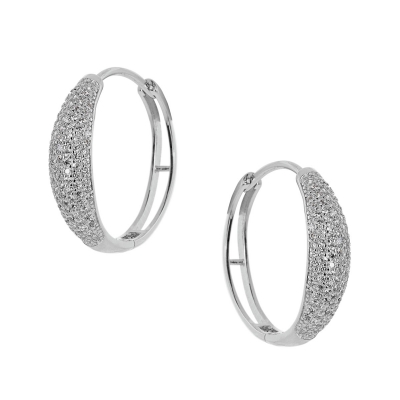Prince Silvero Sterling Silver Earrings 9J-SC008-1 (hoops) with platinum plating and precious stones (zirconia).