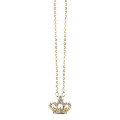 Prince Silvero Sterling Silver Necklace 9A-KD190-3 (queen crown) with gold plating and precious stones (zirconia).