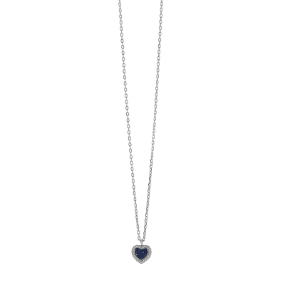Prince Silvero Sterling Silver Necklace 9A-KD197-1M (heart) with platinum plating and precious stones (zirconia).