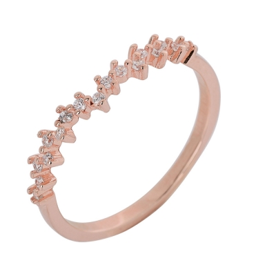 Prince Silvero Sterling Silver Ring 9A-RG068-2 with rose gold plating and precious stones (zirconia).