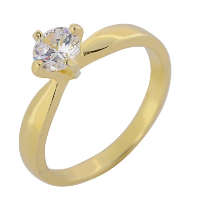 Prince Silvero Sterling Silver Ring 9A-RG069-3 (engagement ring) with gold plating and precious stones (zirconia).