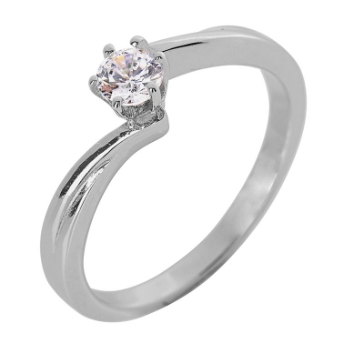 Prince Silvero Sterling Silver Ring 9A-RG071-1 (engagement ring) with platinum plating and precious stones (zirconia).