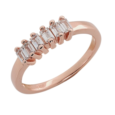 Prince Silvero Sterling Silver Ring 9A-RG075-2 with rose gold plating and precious stones (zirconia).