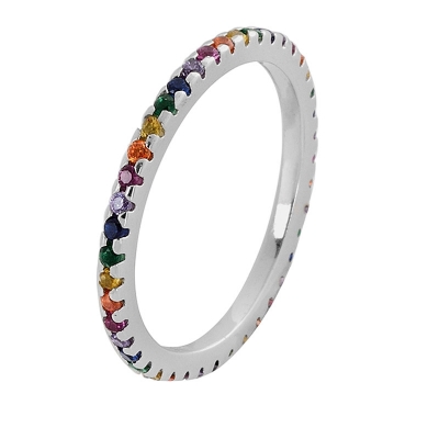 Prince Silvero Sterling Silver Ring 9B-RG063-1 with platinum plating and precious stones (zirconia).