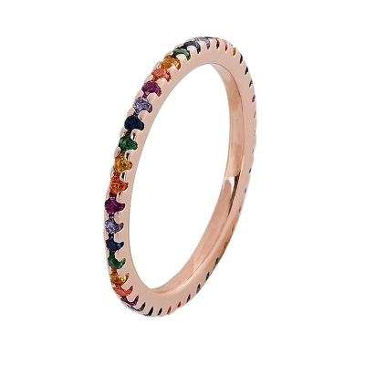 Δαχτυλίδι Prince Silvero 9B-RG063-2 από ροζ επιχρυσωμένο ασήμι 925ο με ημιπολύτιμες πέτρες (ζιργκόν).