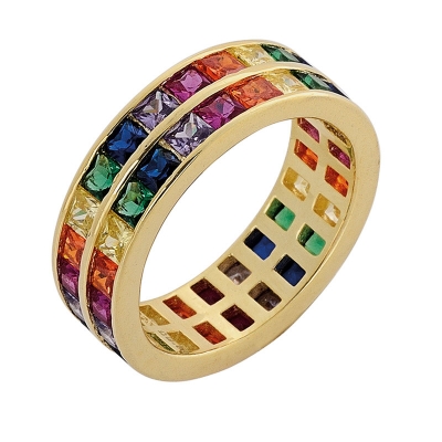 Prince Silvero Sterling Silver Ring 9B-RG065-5 with gold plating and precious stones (zirconia).