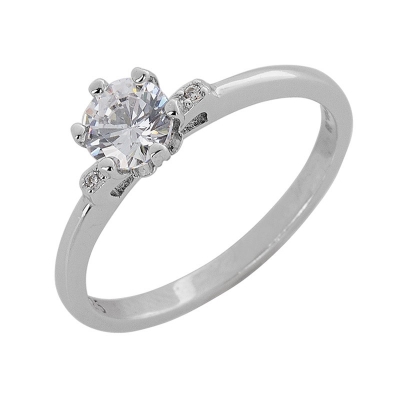 Prince Silvero Sterling Silver Ring 9C-RG051-1 (engagement ring) with platinum plating and precious stones (zirconia).