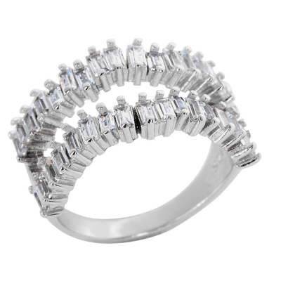 Prince Silvero Sterling Silver Ring 9J-RG005-1 with platinum plating and precious stones (zirconia).