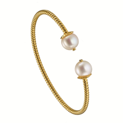 Oxette Sterling Silver Bracelet 02X05-01947 with Gold Plating and semi precious stones (pearls)