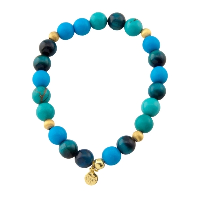 Oxette Sterling Silver Bracelet 02X05-01964 with Gold Plating and semi precious stones (turquoise and agate)