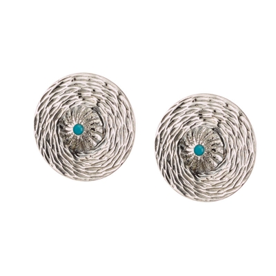 Oxette σκουλαρίκια 03X01-02920 από επιπλατινωμένο ασήμι με ημιπολύτιμες πέτρες (τιρκουάζ)