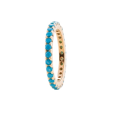 Oxette Sterling Silver Ring 04X05-01497 with Rose Gold Plating and semi precious stones (turquoise)
