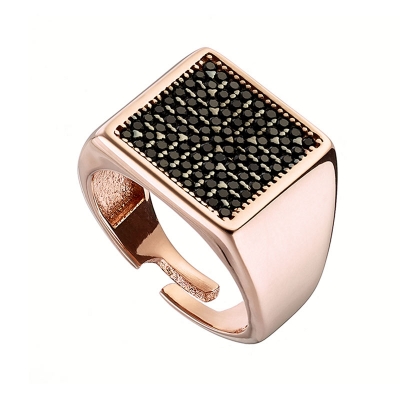 Oxette δαχτυλίδι 04X15-00099 από ροζ ορείχαλκο με ημιπολύτιμες πέτρες (ζιργκόν)