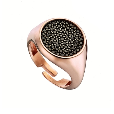 Oxette δαχτυλίδι 04X15-00100 από ροζ ορείχαλκο με ημιπολύτιμες πέτρες (ζιργκόν)